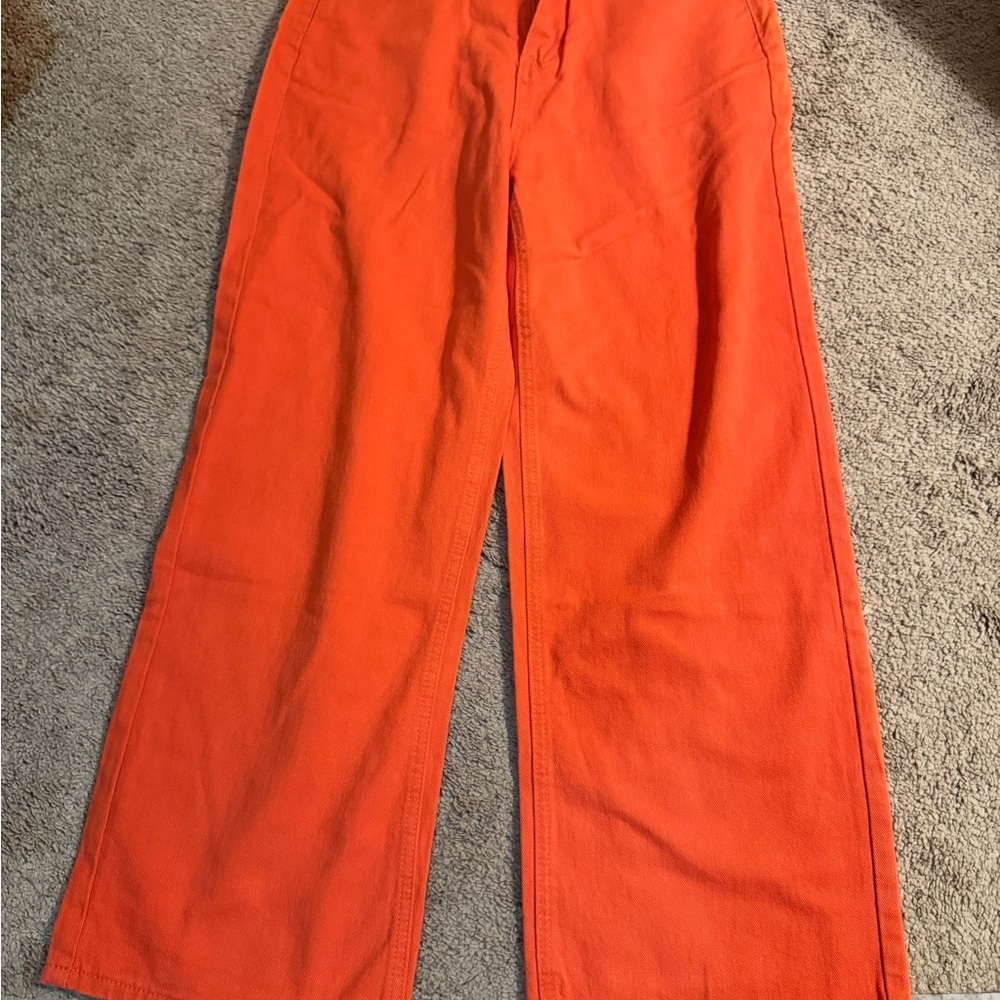 Bright Orange Wide-Leg Pants